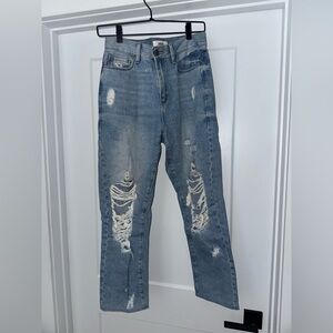 Just Black Denim Distressed Straight Leg Jeans